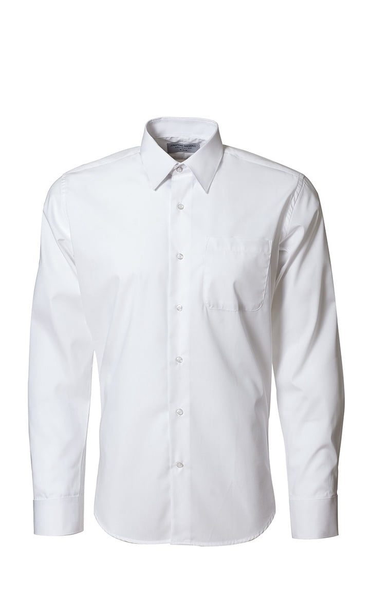 Men's White Laydown Collar Microfiber 