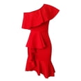 thumbnail image 3 of Gibobby Vestidos de noche cortos The Ruffles Elegant Off Cocktail Midi Vestido con cremallera para mujer Back Sholder Vestidos de cóctel para mujer(Rojo,XL), 3 of 5