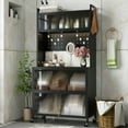 thumbnail image 4 of Costway 5 Tier Kitchen Bakers Rack with Flip Door Cabinets Pegboard & Hooks Black, 4 of 10