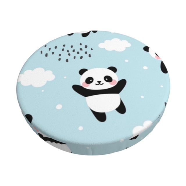 Disketp Cute Panda Bear Funda Redonda para Taburete, Funda de Cojín para Silla de Bar Suave y Elástica-13 inch