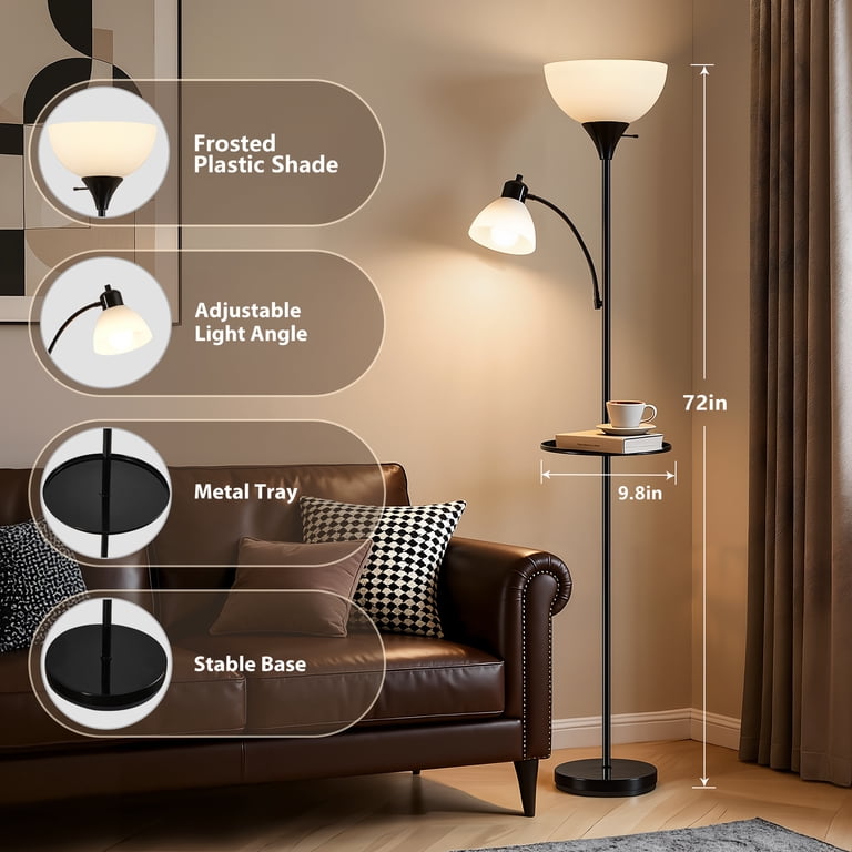 NATYSWAN Floor Lamp with Adjustable Reading Lights photo 6