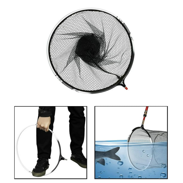 Beloving Fishing Landing Net S For Saltwater Available For 8mm Poles, Rubber 35cm Shallow Black 35cm Shallow