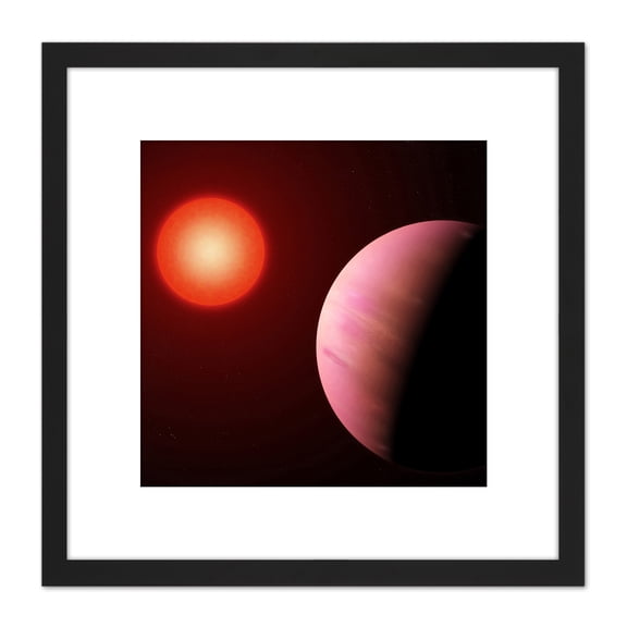 Space Reddy NASA K2-288Bb Planet Illustration 8X8 Inch Square Wooden Framed Wall Art Print Picture with Mount