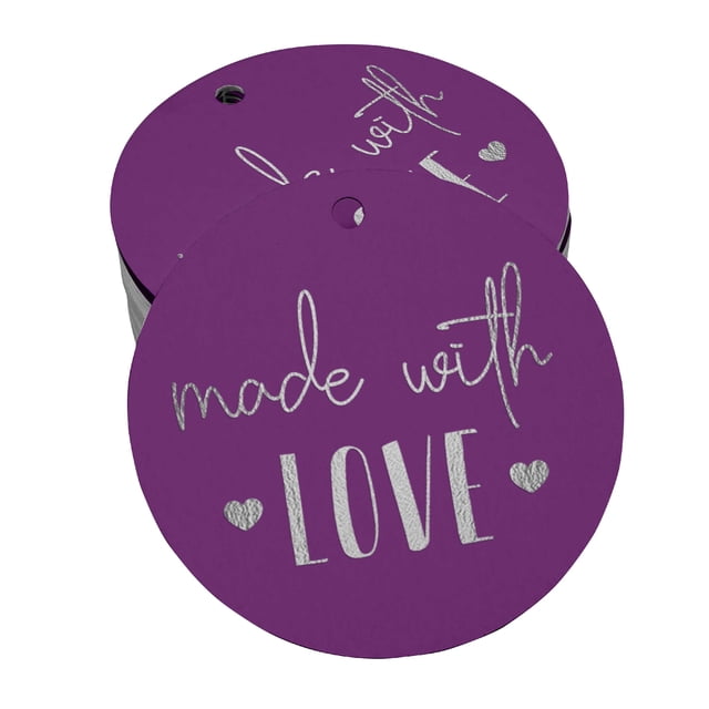 Inkdotpot 50 Pack Real Silver Foil Paper Tag Made With Love Text Favor Hang Tag