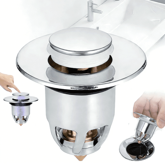 Pop up Sink Drain Strainer: Universal Bathroom Sink Stopper - Plastic Pop up Bathtub Drain Strainer Anti Clogging for Kitchen Washbasin Silver