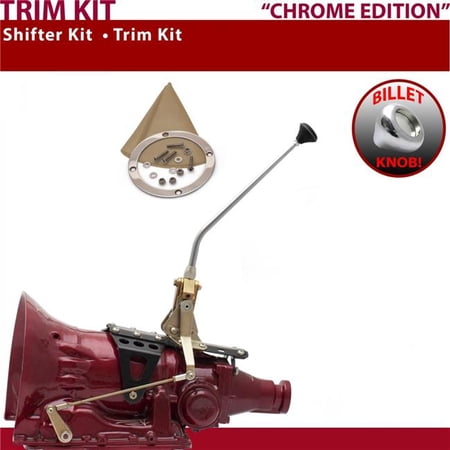 American Shifter FMX Shifter Kit Chrome 12 in. Trim Kit Push Button Tan Boot Billet Knob for F092B