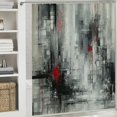 thumbnail image 5 of Shangniulu Shower Curtain for Bathroom with Hooks,Without Odor Polyester Fiber Material,Red Gray Black Abstract pattern Bathroom Decorative Shower Curtains Water Repellent Washable, 5 of 6
