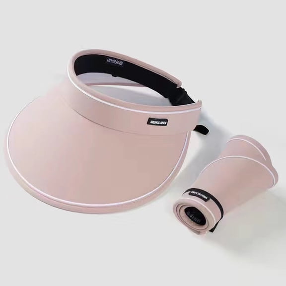 Sun Visor Hats for Women Wide Brim UV Protection Adjustable Large Golf Beach Cap Packable Travel Sport Visor/Pink