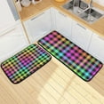 thumbnail image 7 of SKYSONIC Neon Plaid Kitchen Mat 2 Pcs Set Anti Fatigue Cushioned Waterproof Non Slip Comfort Standing Padded Floor Mats Rugs, 7 of 7