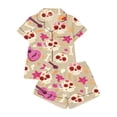 thumbnail image 4 of Womens Halloween Pajamas Short Sleeve Button Down Shorts Printed Loose Casual Nightwear Sleepwear 2 Piece Set Beige L, 4 of 4