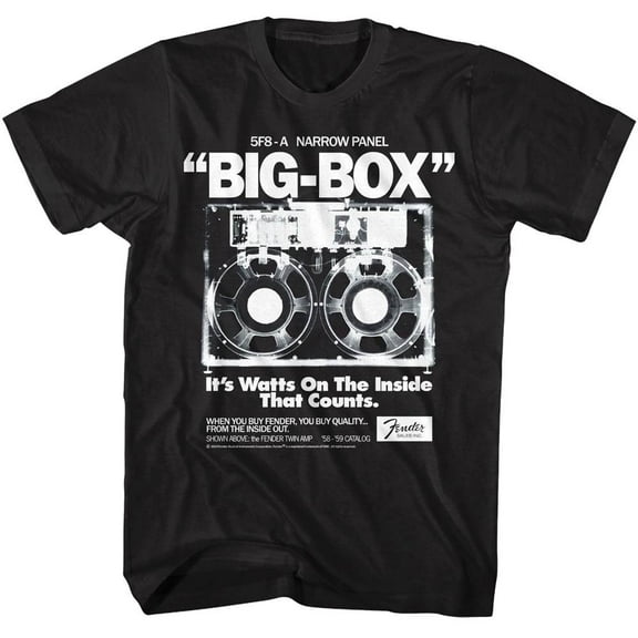 Fender Big-Box Watts on the Inside Men's T Shirt (Black, AdultM)