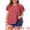 Red, variant on DARING DIVA Women's Plus Summer Ruffle V Neck Double Short Tops 1X Black