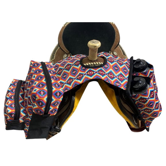 Showman Bright Aztec Print Insulated Nylon Horn Bag w/ Water Bottles
