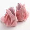 thumbnail image 4 of Baby Boys Girls' Boots, Infant Cowboy Tassels Short Bootie Soft Sole Snow Boots with Ankle Side Zipper for Winter, Pink, 4 of 5