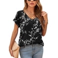 thumbnail image 1 of Blusa elegante tipo túnica con cuello en V para mujer, top de gasa, 1 of 6