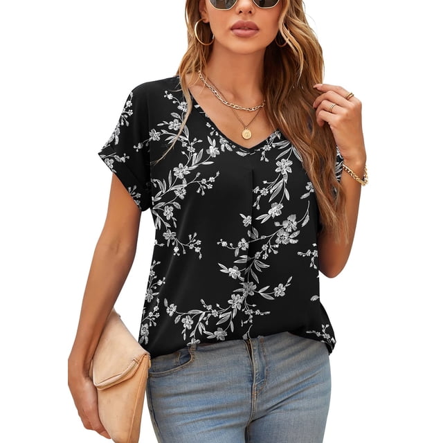 Blusa elegante tipo túnica con cuello en V para mujer, top de gasa