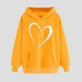 thumbnail image 2 of Jinhomg Heart Print Hooded Sweatshirt for Women Casual Loose Kangaroo Pocket Drawstring Hoodies Fall Comfy Long Sleeve Sweatshirts Daily Wear Yellow XXL, 2 of 6