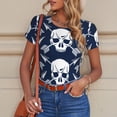 thumbnail image 6 of Kdxio white arrow Skull for Women's Short-Sleeved Onesie Stylish Round Neck Pajamas Bodysuit Jumpsuit Nightwear-Medium, 6 of 7