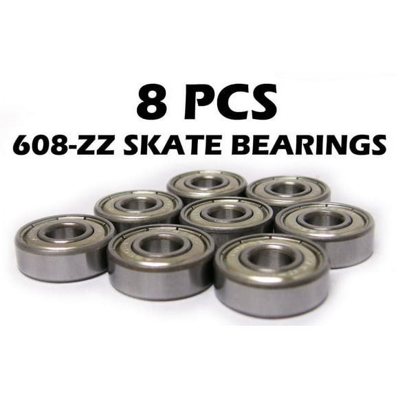 ECON 8 Skate Ball Bearings, 608Z, Shielded, 8x22x7mm, Self-Lubricated, 8 Count