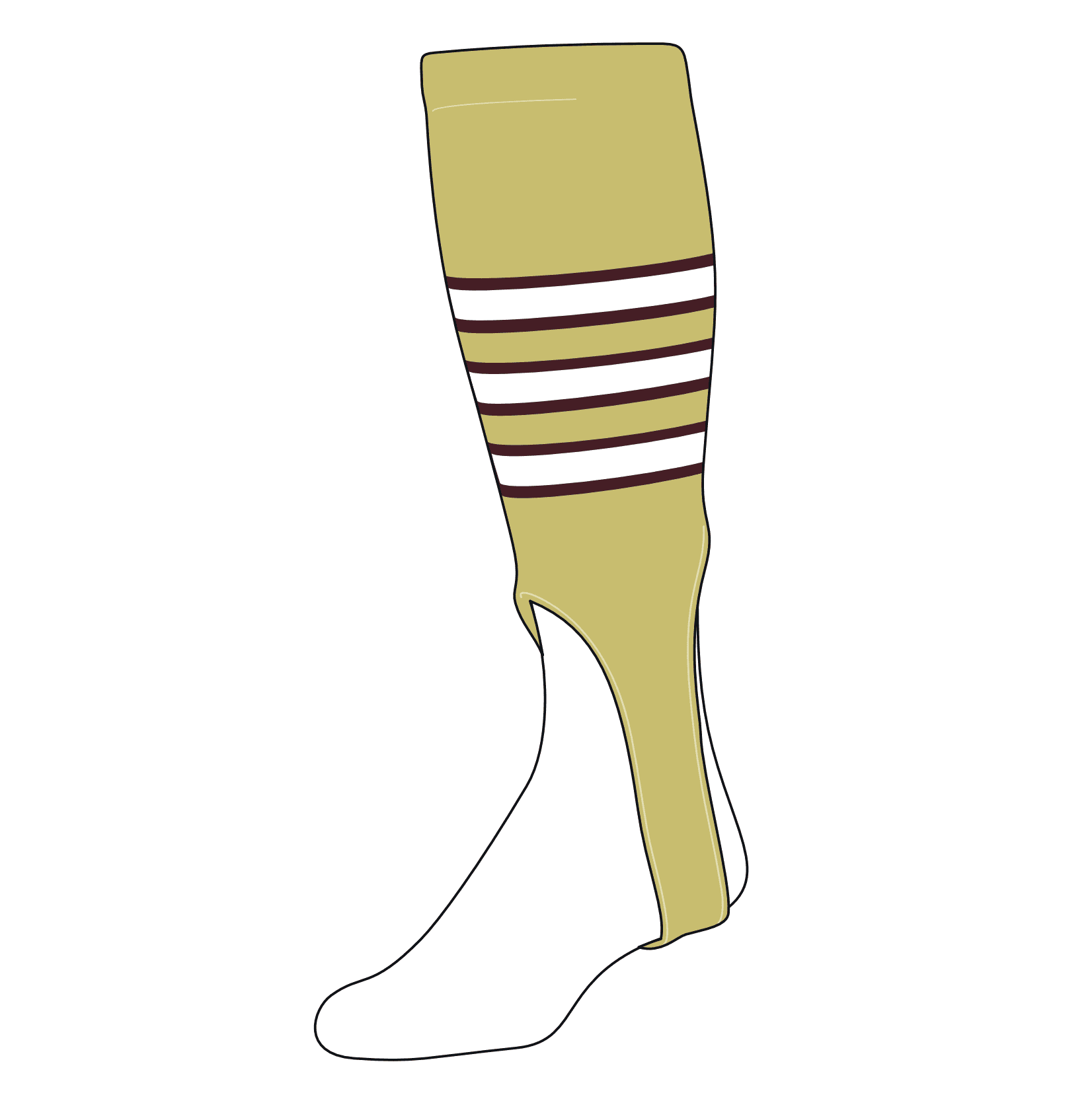 TCK Baseball Stirrups Large PRO (700D, 7in) Vegas Gold, Maroon, White