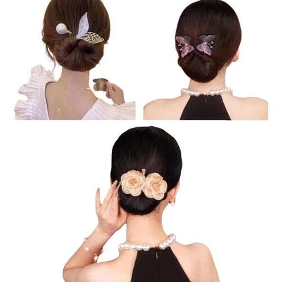 3-Pack Crystal Hair Bun Maker, Easy Twist Lazy Hair Curler, Non-Slip French Updo Hairstyle Accessories for Women Daily & Wedding