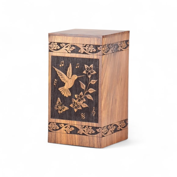 Cremation Urns for Human Ashes Adult Male Female - Wooden Humming Bird Funeral Cremation Urn Hand-Crafted - Burial Funeral Memorial Urns for Ashes (Keepsake)