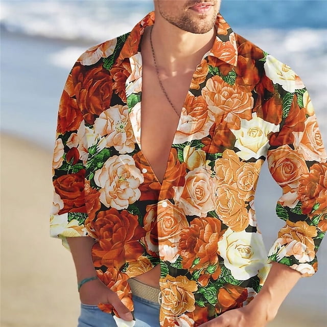 Camisa de hombre tendencia de moda patrón de color de flor rosa gráficos HD ropa casual de calle para hombres al aire libre nueva primavera y verano