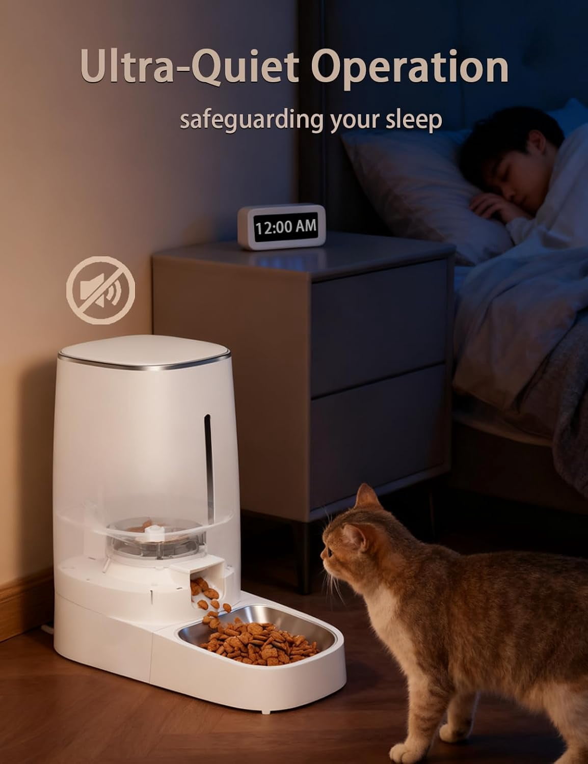 Timed Automatic Cat Feeder: 4L Programmable Dispenser with LCD, Stainless Steel Bowl, Dual Power