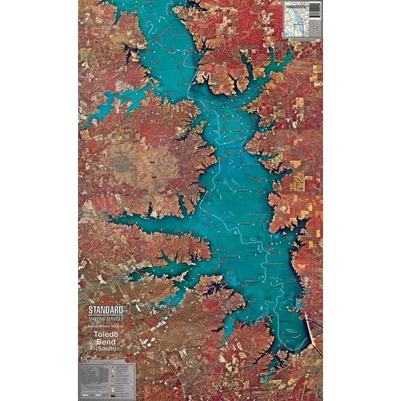 Standard Map M102 Laminated Toledo Bend South End Fishing Map