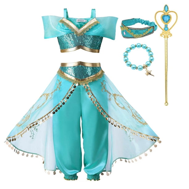 Disney-vestido de Jasmine para niña, disfraz de Aladdín de princesa, lámpara mágica, ropa de carnaval, fiesta de Halloween, 2023 Fivean unisex