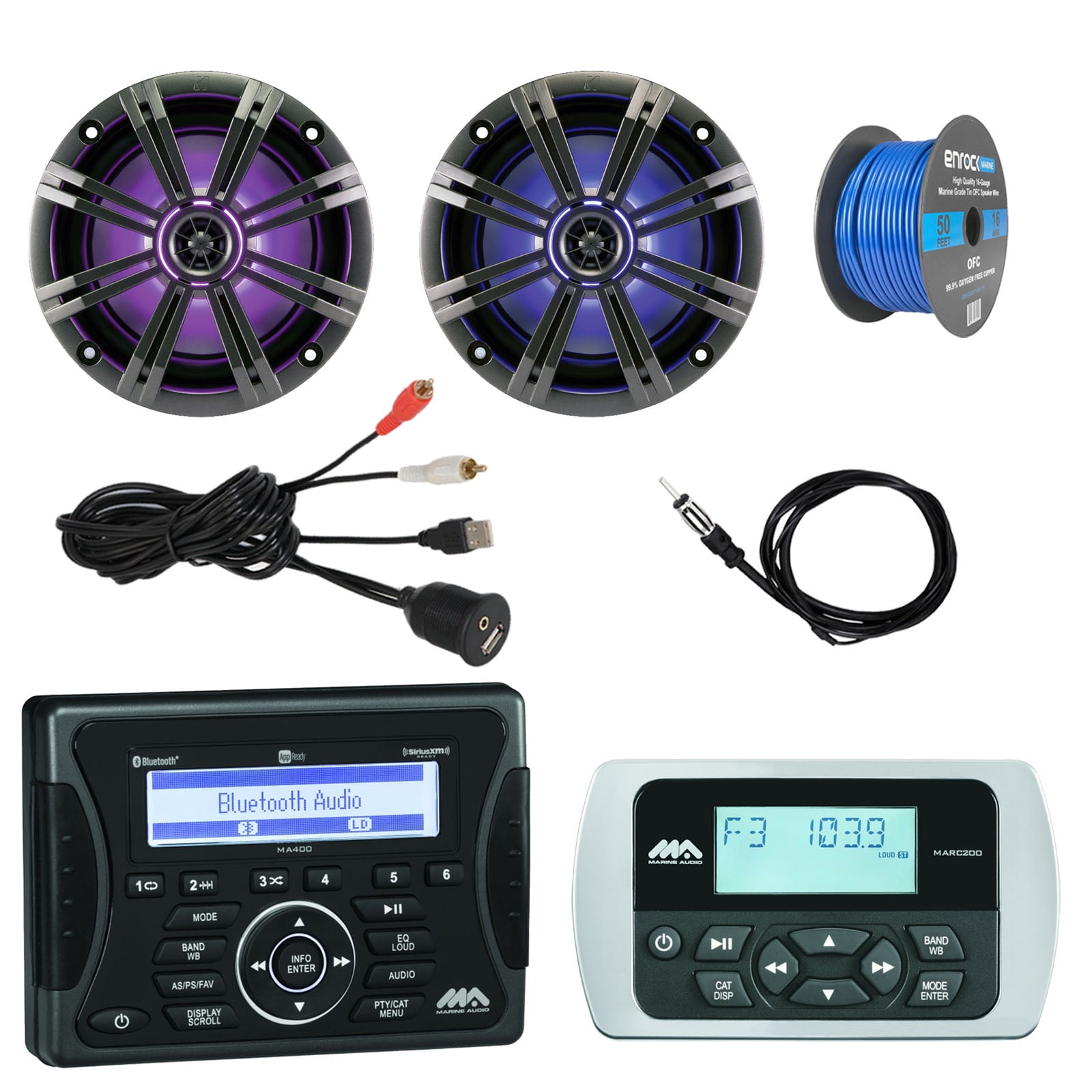 Jensen Marine Audio Bluetooth AUX USB SiriusXMReady Receiver, Wired