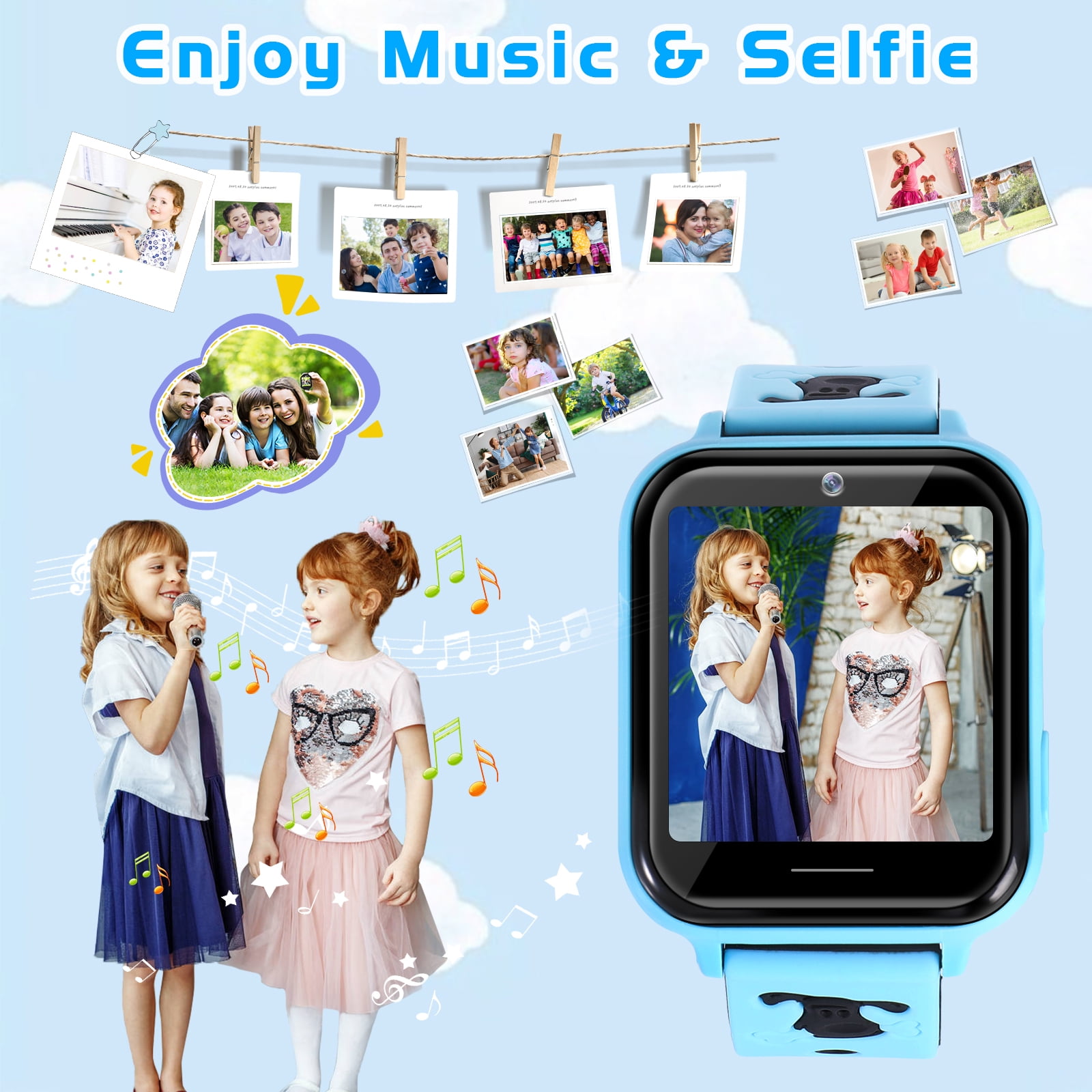 Topchances Kids Smartwatch with Call, 10 Games, Music Player, Camera, SOS Alarm Clock, Calculator, Touch Screen, Blue