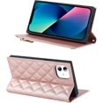 thumbnail image 5 of Crossbody Wallet for iPhone 11 Case with Adjustable Lanyard Strap Credit Card Holder 6.1",PU Leather Zipper Handbag Purse Kickstand Lattice Pattern Cover Case for Men Women Girl,Rose Gold, 5 of 15