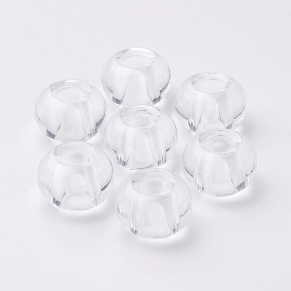 Glass European Beads Large Hole Beads Rondelle Clear 15x10mm Hole: 5mm