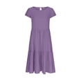 thumbnail image 3 of Mgmyaa Robe d'Été à Manches Courtes Smockée à Volants pour Filles Col Rond Ligne A Robes Fluides Taille 5-15 Ans, 3 of 5
