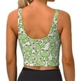 thumbnail image 3 of Haiem Cute Frog Pattern Womens Sports Bra - U Neck Padded Low Impact Yoga Bra Workout Crop Top Gym Moisture-Wicking Workout Vest -, 3 of 9