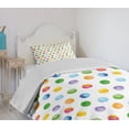 thumbnail image 4 of Ambesonne Abstract Quilted Bedspread Set 2 Pcs, Colored Big Polka Dots, Twin Size, Multicolor, 4 of 6