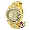 thumbnail image 2 of Solitaire 14K Yellow Gold Tone Simulated Diamond Water Resistance Steel Back Metal Band Watch 40mm, 2 of 6