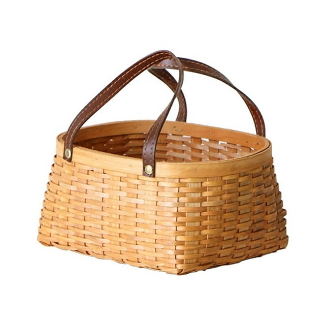 Picnic Basket with Folding Handles, Hand Woven Basket,Wicker Storage