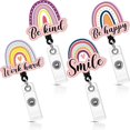 thumbnail image 1 of Simple hand painted rainbow, easy pull acrylic buckle, easy pull retractable and rotating badge reel, 1 of 5
