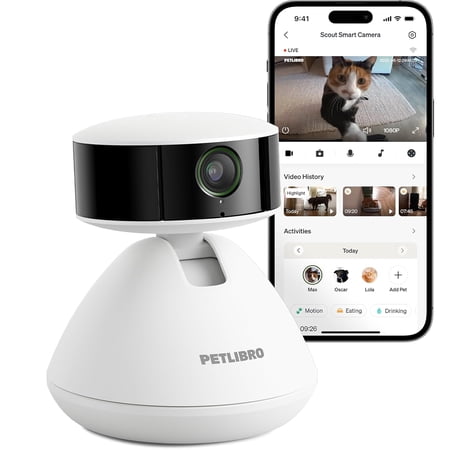 Petlibro AI-Powered Pet Camera Indoor with Phone App for Multi-Pet Recognition Activity Tracking&Smart Summaries Dog Camera 360°View Cat Camera with Auto Pet Highlights Reels 2-Way Talk WiFi Cam