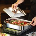 thumbnail image 3 of Practical Stainless Steel Square Food Tray Elegant Silver Serving Platter Dishwasher Safe for Kitchen Use, 3 of 20
