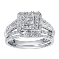 Brilliance Fine Jewelry 10k White Gold 1/2 Carat Total Weight Cushion Bridal Set