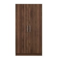 thumbnail image 5 of Oufan Rustic Brown 2-Door Wooden Wardrobe Armoire with 3 Storage Shelves & Clothing Rod for Bedroom, 5 of 9