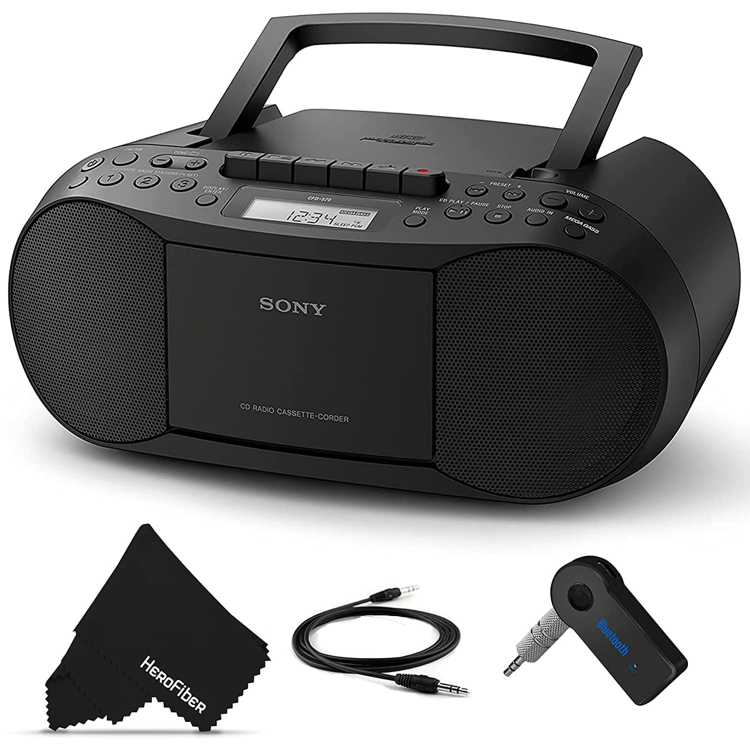 Nacarado calibre Refinería Sony Bluetooth Boombox CD Radio Cassette Player Portable Stereo Combo with  AM/FM Radio, Tape Player and Recorder & Bluetooth Receiver | Home Radio or  for the Beach | Includes Aux Cable, Cleaning