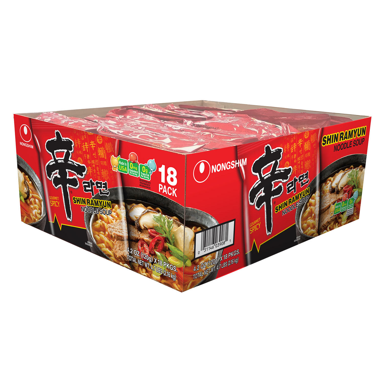 Nong Shim Ramyun Spicy Ramen Beef Noodle Soup, New 16 Pk. 4.2 oz. - image 4 of 6
