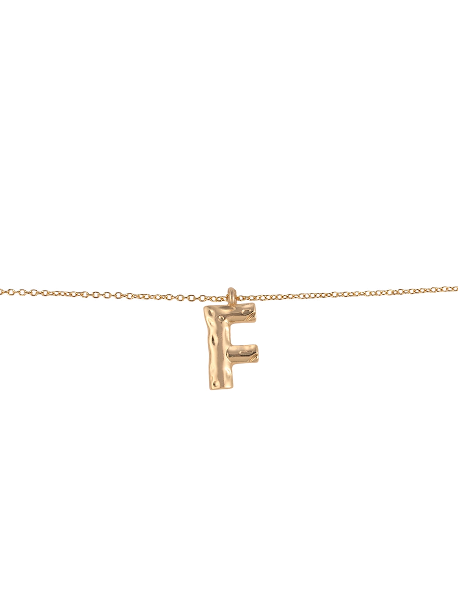 Time and Tru Goldtone Hammered Initial "F" Pendant Necklace