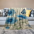 thumbnail image 2 of Chilfamy Blue Butterfly Flowers Print Throw Blanket Lightweight Soft Blanket for Bed Couch Car Kids Adults All Seasons 40x50in, 2 of 6