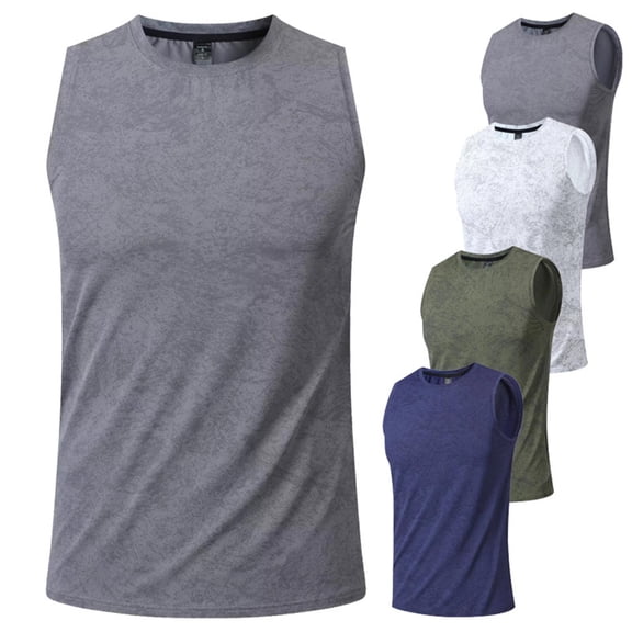 Afuyipoi Men’s Quick-Dry Tank Top, Round-Neck Training Tops Sleeveless Athletic Shirt Dark Gray Size L