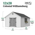thumbnail image 3 of Little Cottage Co. 12x20 Colonial Williamsburg Shed with Operable Windows, Outdoor Wood Storage Do-It-Yourself Precut Kit, 3 of 13